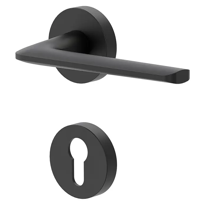 Diamond Doors Black Edition Drückergarnitur Roswell - Stärke Tür: 38 mm - 45 mm, Edelstahl, Schwarz, Profilzylinder - Elegante schwarze Türklinke mit Rosette und Schlüssellochblende für moderne Innentüren. Stilvolles Design für jedes Zuhause.