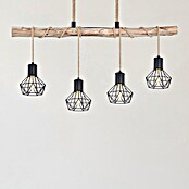 Globo Lámpara colgante Priska (Altura: 1.200 mm, Negro, Natural) | BAUHAUS