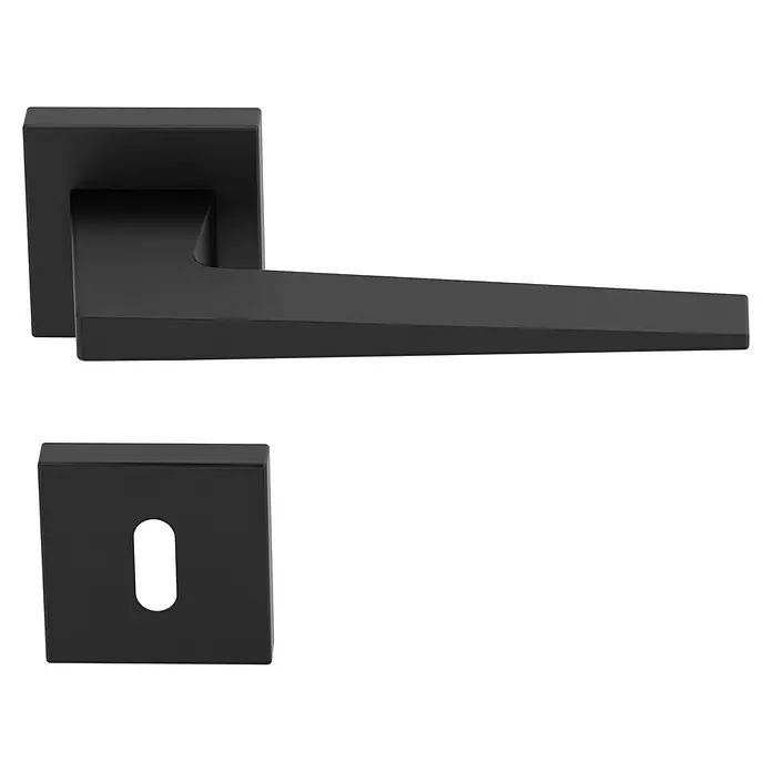 Diamond Doors Black Edition Zimmertürgarnitur Riverside - Stärke Tür: 40 mm - 45 mm, Schwarz, Buntbart - Elegantes Türbeschlag-Set in Mattschwarz mit modernem, quadratischem Design für stilvolle Innentüren. Hochwertige Verarbeitung für lange Haltbarkeit.