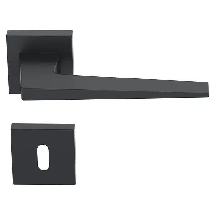 Diamond Doors Black Edition Zimmertürgarnitur Riverside - Stärke Tür: 40 mm - 45 mm, Anthrazit, Buntbart - Elegante schwarze Türgriffgarnitur mit quadratischer Rosette und Schlüsselloch, modernes Design für stilvolle Inneneinrichtung.