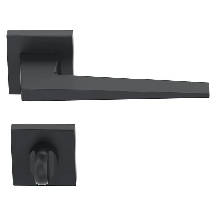 Diamond Doors Black Edition Zimmertürgarnitur WC Riverside - Stärke Tür: 40 mm - 45 mm, Anthrazit, Schlitzkopf/Olive - Elegante schwarze Türgriffe mit quadratischer Rosette, die modernes Design und Funktionalität vereinen, ideal für stilvolle Innenräume.