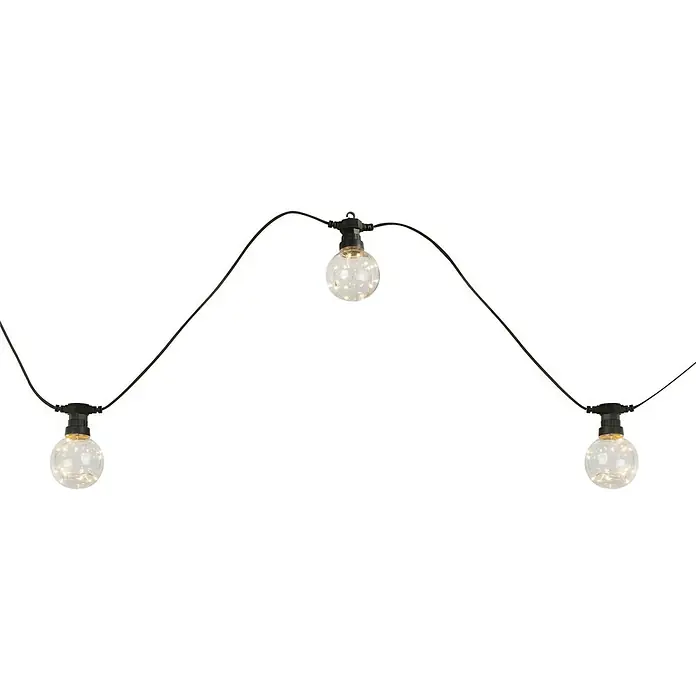 Globo Guirnalda luminosa LED Almaga - Para exterior, 7,5 m, Color de luz: Blanco cálido - Guirnalda de luces con tres bombillas de luz blanca cálida. Ideal para fiestas en el jardín o noches acogedoras al aire libre.
