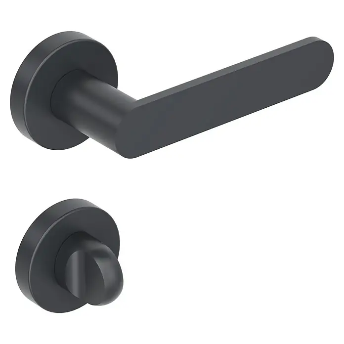 Diamond Doors Black Edition Drückergarnitur Vancouver - Stärke Tür: 38 mm - 45 mm, Anthrazit, Schlitzkopf/Olive - Elegantes, mattschwarzes Türdrücker-Set. Das moderne Design verleiht jeder Tür einen stilvollen Akzent.
