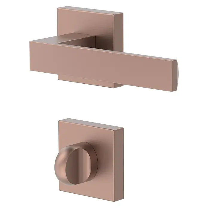 Diamond Doors Creative Zimmertürgarnitur WC Savannah - Stärke Tür: 40 mm - 45 mm, Kupfer, Schlitzkopf/Olive - Edler Türgriff und passender Drehriegel in modernem Design mit matter Kupferoberfläche für ein stilvolles Ambiente.