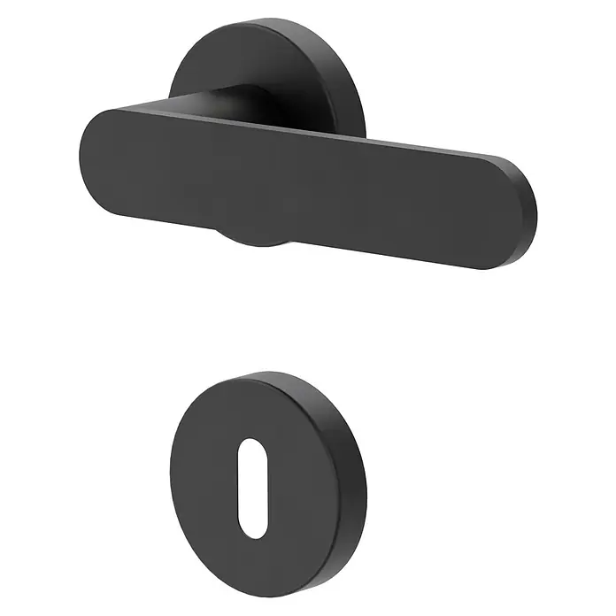 Diamond Doors Black Edition Drückergarnitur Vancouver - Stärke Tür: 38 mm - 45 mm, Schwarz, Buntbart - Türgriff-Garnitur in Mattschwarz. Elegantes Design für moderne Innenräume. Inklusive Schlüssellochabdeckung für zusätzliche Sicherheit.