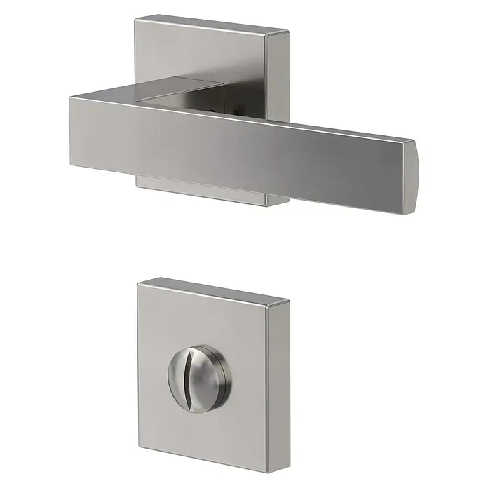 Diamond Doors Creative Zimmertürgarnitur WC Savannah - Stärke Tür: 40 mm - 45 mm, Samtgrau, Schlitzkopf/Olive - Türgriff und Rosette aus gebürstetem Edelstahl, minimalistisches Design für moderne Inneneinrichtung.
