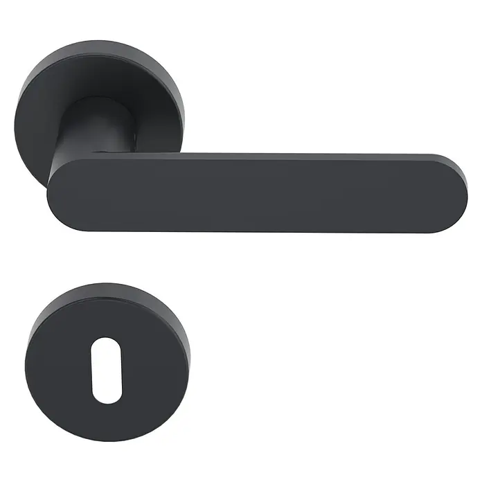 Diamond Doors Black Edition Drückergarnitur Vancouver - Stärke Tür: 38 mm - 45 mm, Anthrazit, Buntbart - Elegante, mattschwarze Türgarnitur mit minimalistischem Design. Ideal für moderne Wohnräume.