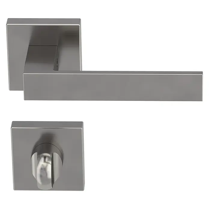 Diamond Doors Creative Zimmertürgarnitur WC Savannah - Stärke Tür: 40 mm - 45 mm, Samtgrau, Schlitzkopf/Olive - Hochwertige, moderne Türgarnitur aus gebürstetem Edelstahl mit eckigen Formen. Diese Garnitur verleiht jeder Tür ein elegantes Aussehen.