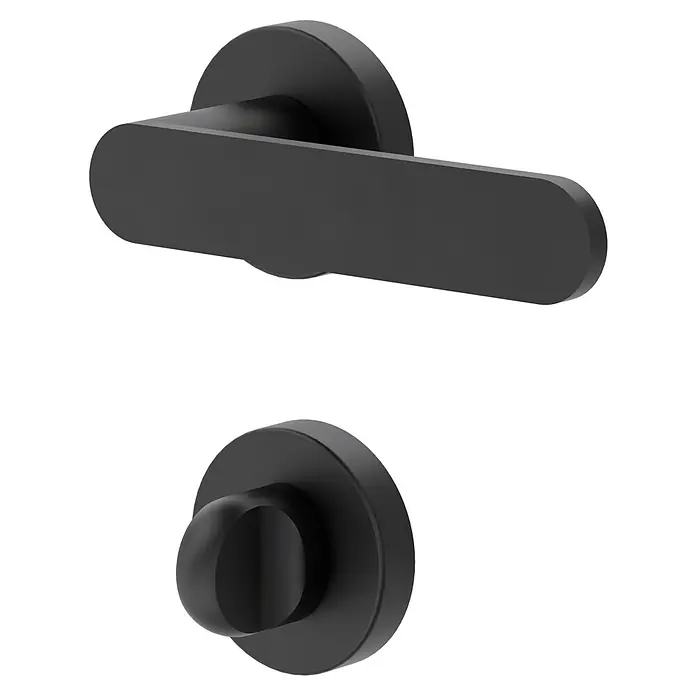 Diamond Doors Black Edition Drückergarnitur Vancouver - Stärke Tür: 38 mm - 45 mm, Schwarz, Schlitzkopf/Olive - Schwarzes Badzimmerschloss mit elegantem Design. Ideal für moderne Badezimmer, bietet es Privatsphäre und Stil in einem.