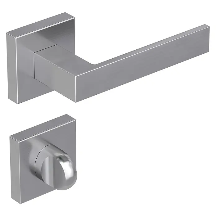 Diamond Doors Creative Zimmertürgarnitur WC Savannah - Stärke Tür: 40 mm - 45 mm, Edelstahl-Optik matt, Schlitzkopf/Olive - Edle, moderne Türklinke aus gebürstetem Edelstahl mit minimalistischem Design und eleganten, klaren Linien. Hochwertig und stilvoll.