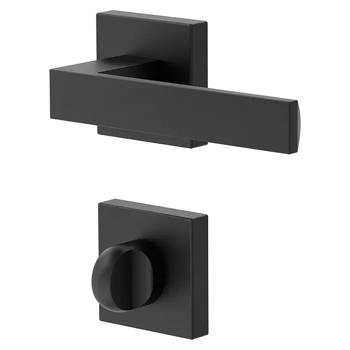 Diamond Doors Black Edition Zimmertürgarnitur WC Savannah - Stärke Tür: 40 mm - 45 mm, Sonstiges, Schwarz, Schlitzkopf/Olive - Elegantes, modernes Türbeschlag-Set in Mattschwarz mit einem minimalistischen Design für eine stilvolle Inneneinrichtung.