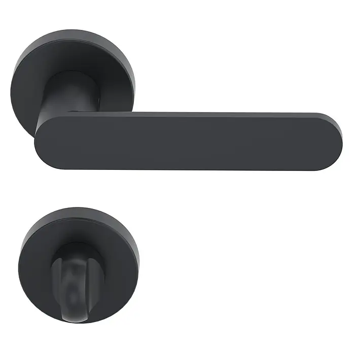 Diamond Doors Black Edition Drückergarnitur Vancouver - Stärke Tür: 38 mm - 45 mm, Anthrazit, Schlitzkopf/Olive - Schwarze Türgarnitur mit rundem Rosettendesign für moderne Inneneinrichtungen. Stilvolle und funktionale Türklinke.