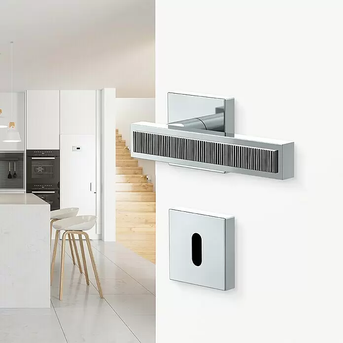 Diamond Doors Zimmertürgarnitur Tyler Zebra - Chrom Zebra, Stärke Tür: 40 mm - 45 mm, Buntbart - Stimmungsaufnahme