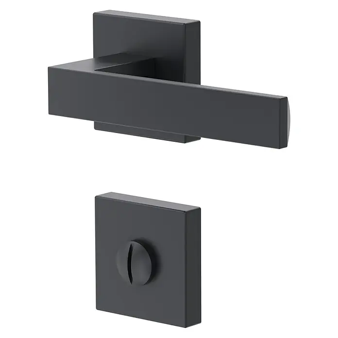 Diamond Doors Black Edition Zimmertürgarnitur WC Savannah - Stärke Tür: 40 mm - 45 mm, Sonstiges, Anthrazit, Schlitzkopf/Olive - Elegantes Türbeschlag-Set in Mattschwarz. Hochwertige Türgarnitur mit modernem, kantigem Design für stilvolle Innentüren.