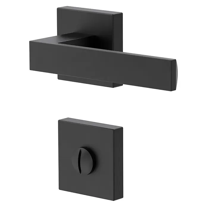 Diamond Doors Black Edition Zimmertürgarnitur WC Savannah - Stärke Tür: 40 mm - 45 mm, Sonstiges, Schwarz, Schlitzkopf/Olive - Elegante, mattschwarze Türgarnitur mit einem kantigen Design für moderne Türen, die Stil und Funktionalität vereint.