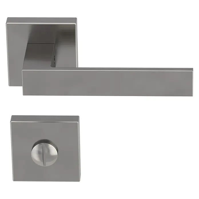 Diamond Doors Creative Zimmertürgarnitur WC Savannah - Stärke Tür: 40 mm - 45 mm, Samtgrau, Schlitzkopf/Olive - Elegantes Türbeschlag-Set mit modernem, quadratischem Design in gebürstetem Edelstahl. Perfekt für stilvolle Innentüren in jedem Zuhause.