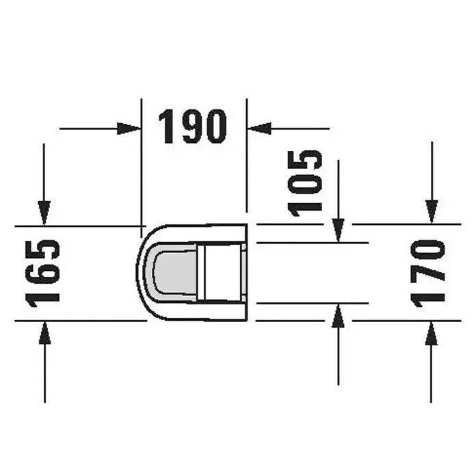Duravit DuraStyle Waschtisch-Standsäule - Unbeschichtet, Keramik, Weiß, Passend für: Duravit DuraStyle Waschtische - Technische Zeichnung eines Bidet-Aufsatzes mit Bemaßung.