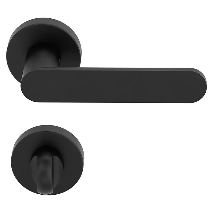 Diamond Doors Black Edition Drückergarnitur Vancouver - Stärke Tür: 38 mm - 45 mm, Schwarz, Schlitzkopf/Olive - Schwarze Türgarnitur mit Türdrücker und Rosette. Elegantes Design für moderne Inneneinrichtung, ideal für stilvolle Türen.