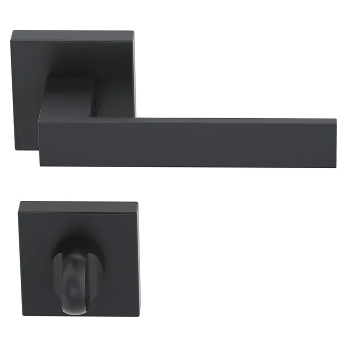 Diamond Doors Black Edition Zimmertürgarnitur WC Savannah - Stärke Tür: 40 mm - 45 mm, Sonstiges, Anthrazit, Schlitzkopf/Olive - Elegantes, modernes Türgriff-Set in Mattschwarz mit eckigen Formen für einen zeitgemäßen Look. Perfekt für stilvolle Innenräume.