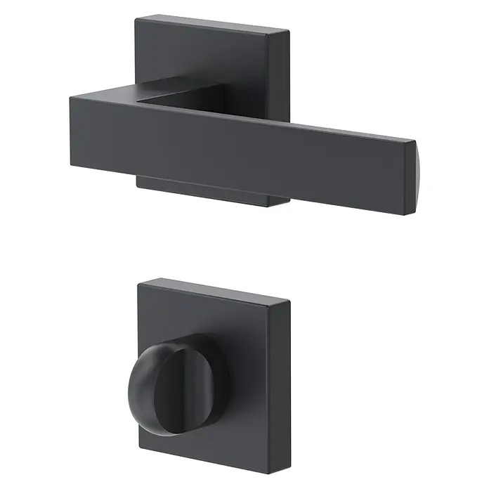 Diamond Doors Black Edition Zimmertürgarnitur WC Savannah - Stärke Tür: 40 mm - 45 mm, Sonstiges, Anthrazit, Schlitzkopf/Olive - Elegantes, modernes Türbeschlag-Set in Mattschwarz, bestehend aus einem Hebelgriff und einem Drehknopf für zeitgemäße Inneneinrichtungen.