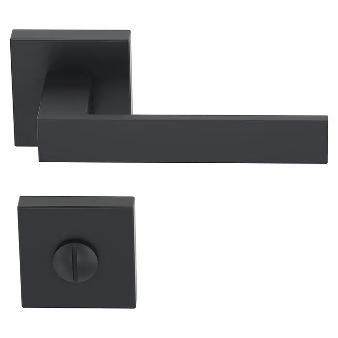 Diamond Doors Black Edition Zimmertürgarnitur WC Savannah - Stärke Tür: 40 mm - 45 mm, Sonstiges, Anthrazit, Schlitzkopf/Olive - Elegantes, quadratisches Türgriffset in Mattschwarz. Modernes Design mit klaren Linien für eine stilvolle Inneneinrichtung.