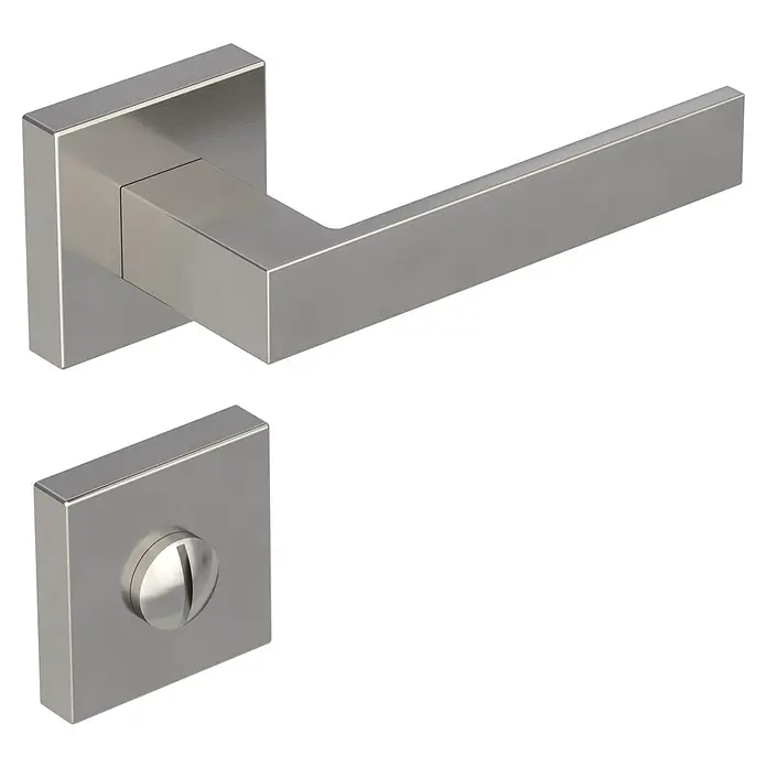 Diamond Doors Creative Zimmertürgarnitur WC Savannah - Stärke Tür: 40 mm - 45 mm, Samtgrau, Schlitzkopf/Olive - Elegante Türgarnitur in gebürstetem Edelstahl, bestehend aus einem Griff und einem Drehknopf. Zeitloses Design für moderne Innenräume.