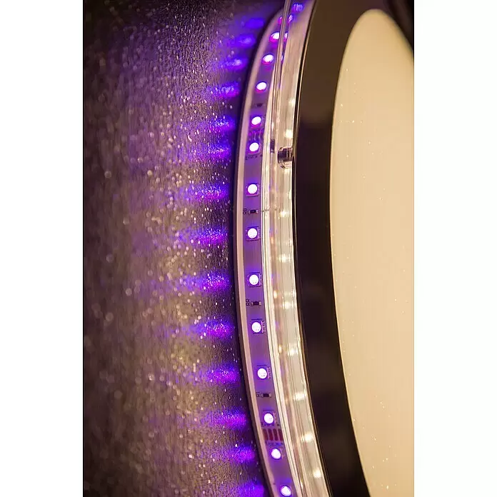 Lavida LED-Deckenleuchte rund Arrco - 30 W, Ø x H: 405 mm x 9 cm, Opal, RGB - Stimmungsaufnahme