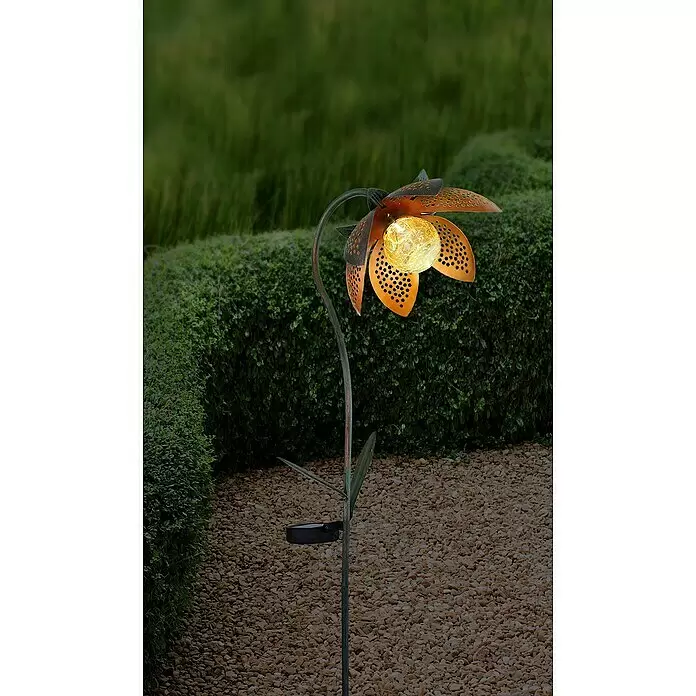 Globo Solar-Dekoleuchte - L x B x H: 25 x 15 x 90 cm, Grün, Gold, Amber, IP44 - Stimmungsaufnahme