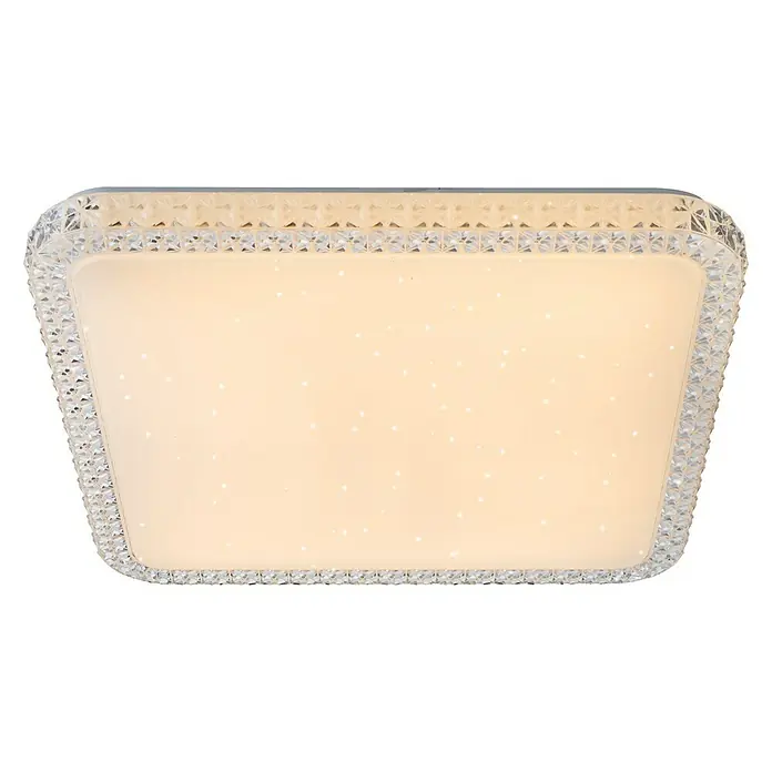 Lavida Plafón Gromo - 24 W, L x An x Al: 43,5 x 43,5 x 7 cm, Blanco frío - Elegante lámpara de techo con borde de cristal, que añade un toque de lujo y proporciona una luz suave y difusa a cualquier habitación.