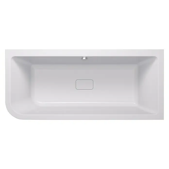 Camargue Freistehende Badewanne Buena Vista - 180 x 80 cm, Sanitäracryl, Weiß, Rechts - Rechteckige Badewanne in Weiß mit abgerundeter Ecke und Ablass in der Mitte. Das schlichte Design passt gut in moderne Badezimmer.