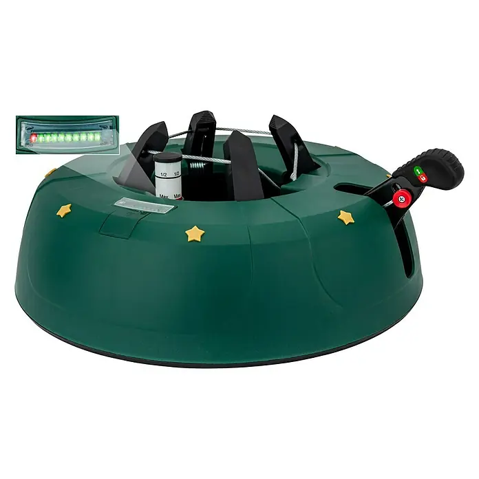 Christbaumständer SELECT 4 - 40 x 10,7 cm, Kunststoff, Rund - Der grüne Christbaumständer mit gelben Sternen und einer Wasserstandsanzeige für einen sicheren und festlichen Halt des Weihnachtsbaums.