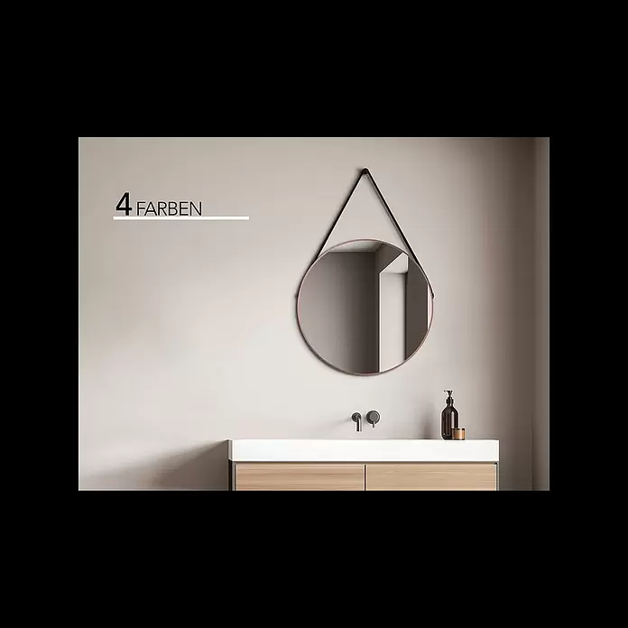 DSK Lichtspiegel Silver Barbier - Durchmesser: 50 cm, Schwarz, Leuchtmittel - Design Rundspiegel