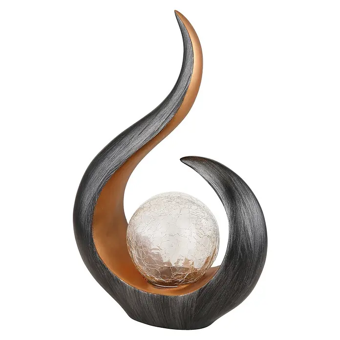 Globo Solar-Dekoleuchte - 0,06 W, L x B x H: 22,5 x 10 x 33,5 cm, Schwarz, IP44 - Dekorative Skulptur mit einer Kugel in der Mitte, ideal für Wohnräume.