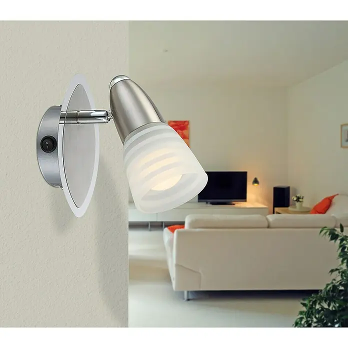Globo Caleb LED-Wand- & Deckenstrahler - 4 W, Chrom, Opal, Warmweiß, 1 Stk. - Wandleuchte mit schwenkbarem Kopf und mattiertem Glasschirm, ideal für gezielte Beleuchtung. Das moderne Design fügt sich nahtlos in jeden Raum ein.