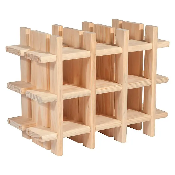 Astigarraga Weinregal - L x B x H: 43 x 22 x 32,5 cm, Anzahl Flaschen: 9 Stk. - Holzregal mit mehreren Fächern, ideal zur Aufbewahrung von Flaschen oder Dekoartikeln. Natürliches Material für ein stilvolles Ambiente.