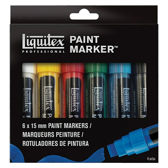 Liquitex Professional Marker-Set Paint Marker6 Stk., Mehrfarbig, 15 mm, Rechteckige Spitze Front View