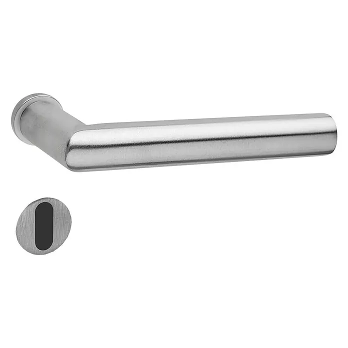 Diamond Doors Creative Zimmertürgarnitur Topeka - Edelstahl matt, Stärke Tür: 40 mm - 45 mm - Ein Türgriff aus gebürstetem Edelstahl mit einem ovalen Schlüsselloch, elegant und modern für jedes Zuhause.