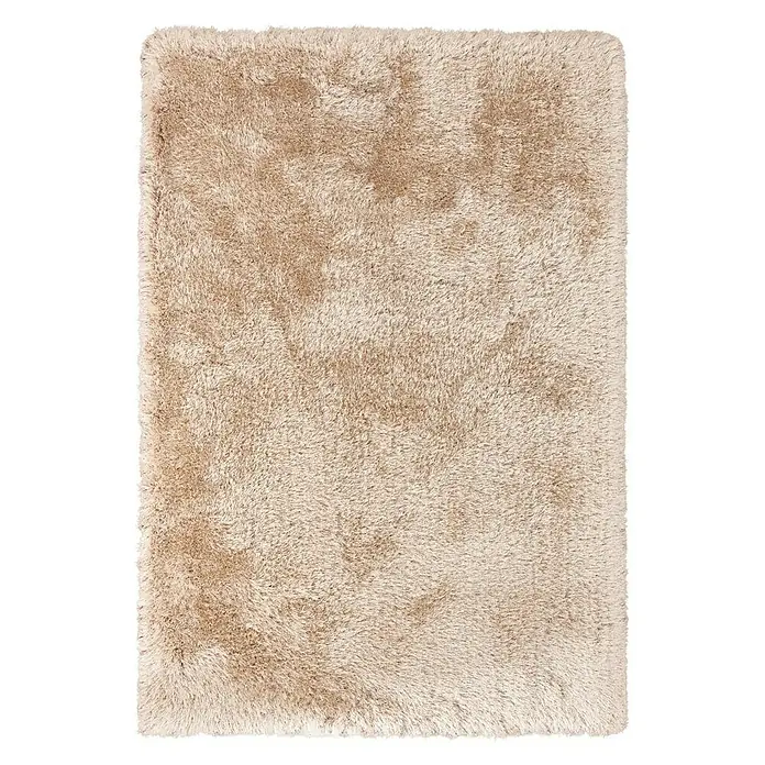 Kayoom Hochflorteppich Cosy - Champagner, 170 x 120 cm, 100 % Polyester - Ein rechteckiger, beigefarbener Shaggy Teppich mit weichen, hochflorigen Fasern, ideal für Wohnräume.