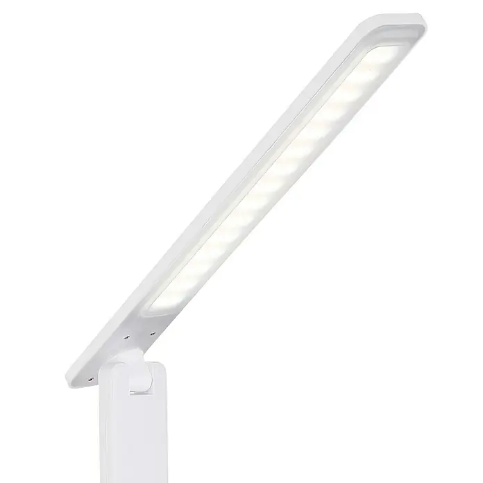 Globo LED-Tischleuchte BULLA - 6 W, L x B x H: 42 x 11,5 x 56,5 cm, Weiß, Sonstige - Nahaufnahme einer weißen LED-Schreibtischlampe, die ein helles, effizientes Licht für jeden Arbeitsbereich bietet. Ideal für Büro oder Zuhause.