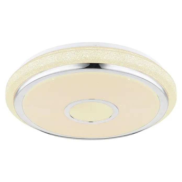 Globo LED-Deckenleuchte rund Dani - 40 W, Ø x H: 50 x 9 cm, Weiß/Verchromt, Mehrfarbig - Deckenleuchte mit rundem Design und Chromdetails, die eine moderne und elegante Beleuchtung für jeden Raum bietet.