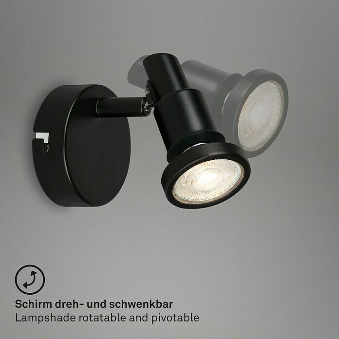Briloner LED-Deckenstrahler (4,8 W, L x B x H: 8 x 8 x 10,6 cm, Schwarz,  Warmweiß, 1 Stk.) | BAUHAUS