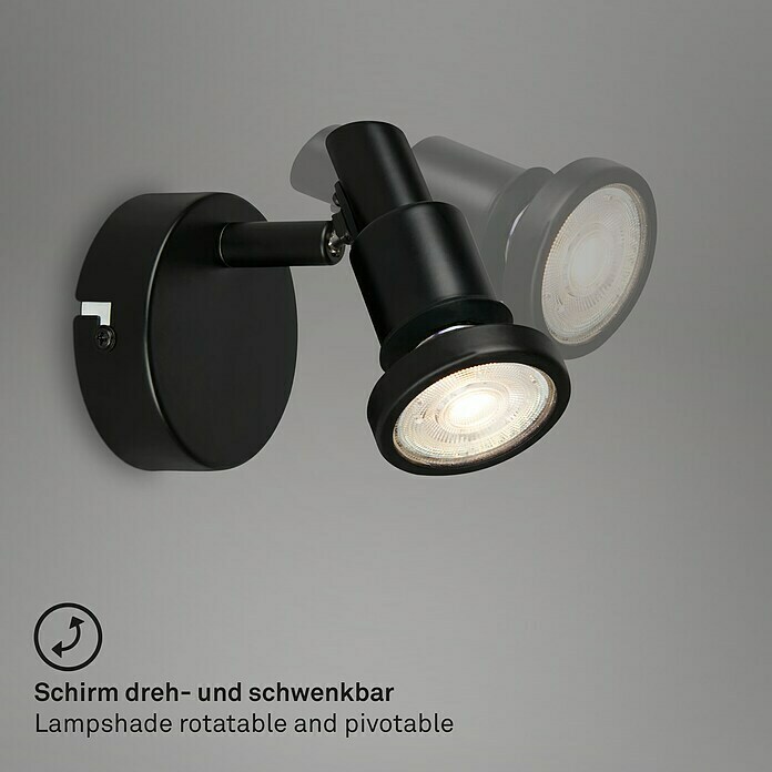 B-Leuchten LED-Deckenstrahler4,8 W, L x B x H: 8 x 8 x 10,6 cm, Schwarz, Warmweiß, 1 Stk. Info