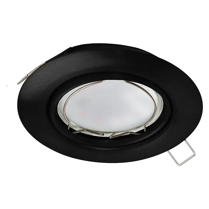 Eglo LED-Einbauleuchte PENETO - Warmweiß, Durchmesser: 8,7 cm, 1 Stk. - Schwarzer LED-Deckeneinbaustrahler mit silberfarbenen Halteklammern. Elegante Beleuchtung für moderne Innenräume.