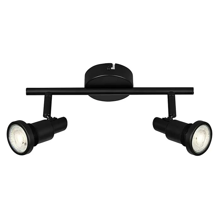 Briloner LED-Deckenstrahler - 4,8 W, L x B x H: 27,5 x 8 x 12,3 cm, Schwarz, Warmweiß, 2 Stk. - Moderne, schwarze Deckenleuchte mit zwei schwenkbaren Strahlern für eine flexible Beleuchtung im Raum. Stilvolles Design für jedes Interieur.