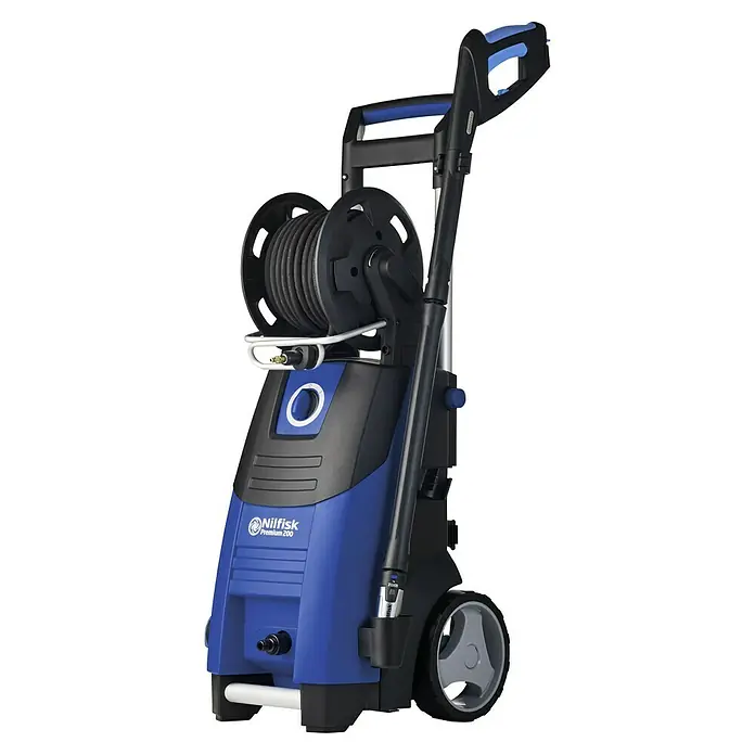 Nilfisk Hidrolimpiadora de alta presión Premium 200-15 - 200 bar, 3.300 W, Capacidad de bombeo: 650 l/h - Hidrolimpiadora Nilfisk Premium 200 con carrete de manguera y mango telescópico para las tareas de limpieza más exigentes.