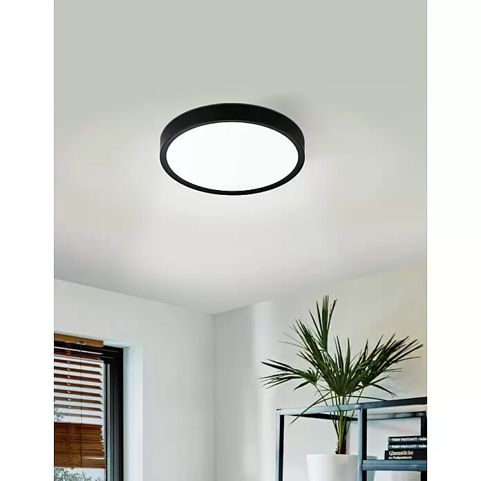 Eglo LED-Deckenleuchte rund GIGLIO - 14,6 W, Ø x H: 34 x 6 cm, Schwarz, Warmweiß - Stimmungsaufnahme
