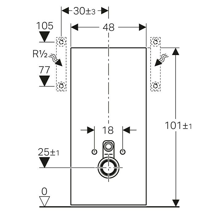 Geberit Sanitärmodul für Wand-WC Monolith (2-Mengen-Spülung, 10,6 x 48,2 x 101 cm, Weiß)