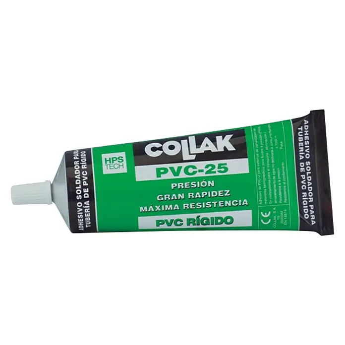 Collak Adhesivo PVC 25 - 0,125 l - Un tubo de adhesivo COLLAK PVC-25, ideal para la unión rápida y hermética de tuberías de PVC.