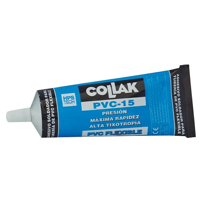 Collak Adhesivo PVC 15 flexible - 0,125 l - Un tubo de adhesivo COLLAK PVC-15, especializado para tuberías flexibles de PVC. Ideal para conexiones rápidas y resistentes a la presión.