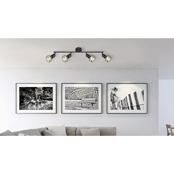 Globo Xara I Deckenstrahler - 40 W, B x H: 8 x 19,5 cm, E14, 4 Stk. - Deckenleuchte mit vier Leuchtenköpfen im modernen Design, perfekt für Wohnzimmer und andere Innenräume. Die Strahler sind schwenkbar für gezielte Beleuchtung.